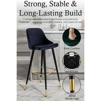 Hygrad Built to Survive Velvet Bar Stools Set of 2 Breakfast Chair, High Stool Black Metal Leg