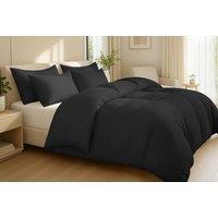 Pamposh Egyptian Cotton Duvet Cover Set - Soft, Breathable With Zipper Closure in Black | Size: Double