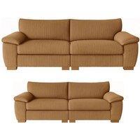 SOFASELECTION UK Amalfi 3+2 Seater Split Sofa Soft Fabric in Tan Beige | Size: 5 Pack