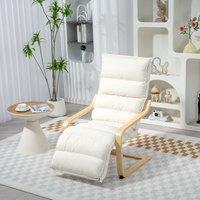 HOMCOM Birch Wood Lounge Chair for Living Room, Bedroom in Cream