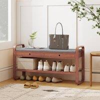 HOMCOM Shoe Bench with 2 Drawers Cushioned Seat 105 cm in Dark Brown