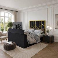 KDMD Aldingbourne Luxe Upholstered Gold & Black Television Bed Frame | Size: King