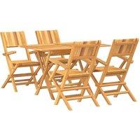 Berkfield Home 5 Piece Garden Dining Set Solid Wood Teak in Brown