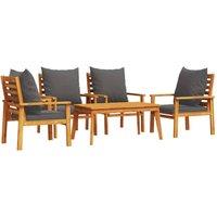 Berkfield Home 5 Piece Garden Lounge Set with Cushions Solid Wood Acacia in Brown