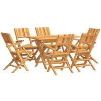 Berkfield Home 7 Piece Garden Dining Set Solid Wood Teak in Brown