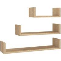 Berkfield Home Wall Display Shelf 3 pcs Sonoma Oak Engineered Wood in Light Tan