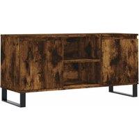 Berkfield Home TV Cabinet Smoked Oak 104x35x50 cm Engineered Wood in Brown | Size: 104 x 35 x 50 cm