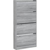 Berkfield Home Shoe Cabinet with 4 Flip-Drawers Grey Sonoma 80x21x163.5 cm