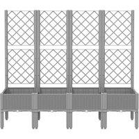 Berkfield Home Garden Planter with Trellis Light Grey 160x40x142 cm PP | Size: 160 x 40 x 142 cm