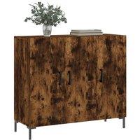 Berkfield Home Sideboard Smoked Oak 90x34x80 cm Engineered Wood in Brown | Size: 90 x 34 x 80 cm