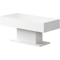 KEEPREAPER Sleek Coffee Table with 2 Storage Drawers & LED Lights in White