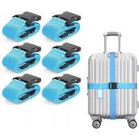 Havendro 6Pcs Suitcase Belts Adjustable Extra Strong Travel Straps in Blue
