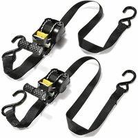 Nordara 2x Retractable Auto Ratchet Tie Down Strap 25mm x 3.3 Metre+Hook in Black
