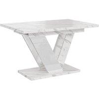 Nordara 120-160cm Modern White Marbie & White Effect Extendable Dining Table