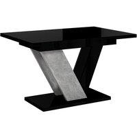 Nordara 120-160cm Modern Black & Concrete Effect Extendable Dining Table