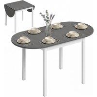 Nordara Grey Foldable Dining Table, Solid Wood Drop Leaf Table