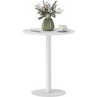 Nordara White Dining Table, 60 cm Round Kitchen Table for 2 with Steel Base