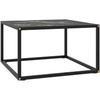 Berkfield Home Coffee Table Black with Black Marble Glass 60x60x35 cm | Size: 60 x 60 x 35 cm