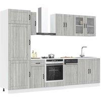 Berkfield Home 8 Piece Kitchen Cabinet Set Kalmar Grey Sonoma Engineered Wood
