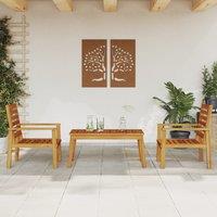Berkfield Home 3 Piece Garden Lounge Set Solid Wood Acacia in Brown