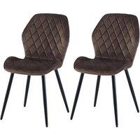 SONARA Modern Velvet Dining Chairs Set of 2 with Ergonomic Curved Backrest in Brown