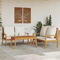 Berkfield Home 3 Piece Garden Lounge Set with Cushions Solid Wood Acacia in Brown