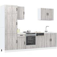 Berkfield Home 7 Piece Kitchen Cabinet Set Kalmar Grey Sonoma Engineered Wood