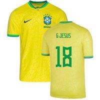 Brazil Junior 2022 - 2023 Little Boys Home Shirt - G Jesus 18 in Yellow | Size: 4-5 Years