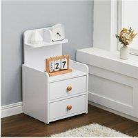 Wooden Leg 2 Drawer Wooden Bedside Nightstand in White