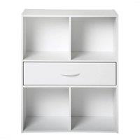 CALICOSY 4-Compartment Storage Shelf With A Drawer in White