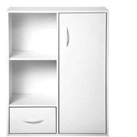 CALICOSY 2-Compartment Storage Shelf With 1 Drawer & 1 Cupboard - W61.5 Cm in White