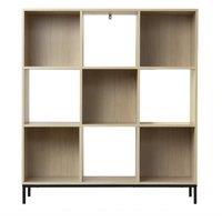 CALICOSY 9-Compartment Storage Shelf With Metal Legs in Light Brown