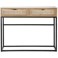 CALICOSY 2-Drawer Console Table With Rattan Cane, 100Cm Wide - JAYA in Light Brown