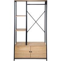 CALICOSY Wardrobe With Shelves & Storage, 2 Doors, H167 Cm - LENNY in Light Oak