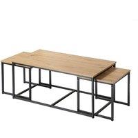 CALICOSY Set Of 3 Nesting Coffee Tables, 100 Cm Long - LENNY in Light Oak