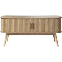 CALICOSY ERNEST TV Stand With 2 Sliding Doors, 120Cm Wide in Light Brown