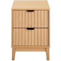 CALICOSY Bedside Table With 2 Drawers With Wave-Effect Fronts, H52 Cm - BOLOGNE in Light Brown