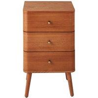 CALICOSY KARL 3-Drawer Bedside Table With Rounded Fronts, H71 Cm in Light Brown