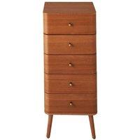CALICOSY KARL 5-Drawer Chest With Rounded Fronts, H100 Cm in Light Brown