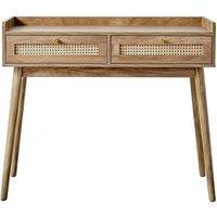CALICOSY PALMO 2-Drawer Console Table With Rattan Fronts in Light Brown