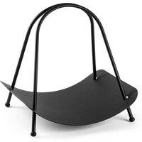 CALICOSY Designer Log Holder In Black Metal, 50 Cm High
