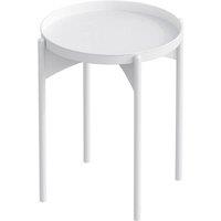 CALICOSY End Table With Round Metal Top, 57 Cm High - COLE in White
