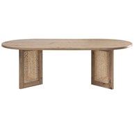 CALICOSY Oval Coffee Table With Rattan Legs, 120 Cm Long - TALIA in Light Brown