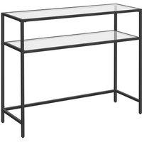 CALICOSY Metal Console Table With 2 Tempered Glass Shelves, 90 Cm Wide - SELIA in Black