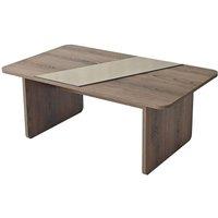 CALICOSY Rectangular Coffee Table With Mirror, 120 Cm Long, SOLEA in Walnut