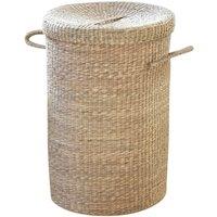 CALICOSY Natural Seagrass Laundry Basket in Light Brown