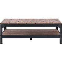 CALICOSY Black Metal & Wood Coffee Table - L117cm