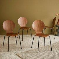sweeek Set Of 4 Retro Wooden Stacking Chairs in Brown