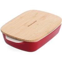 KitchenAid Stoneware Baker with Bamboo Lid, Oven & Dishwasher Safe in Red | Size: Large