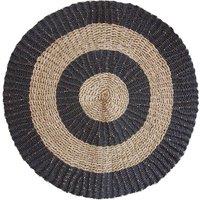 Serenityy Round Seagrass Rug Black & Tan Circles 1m